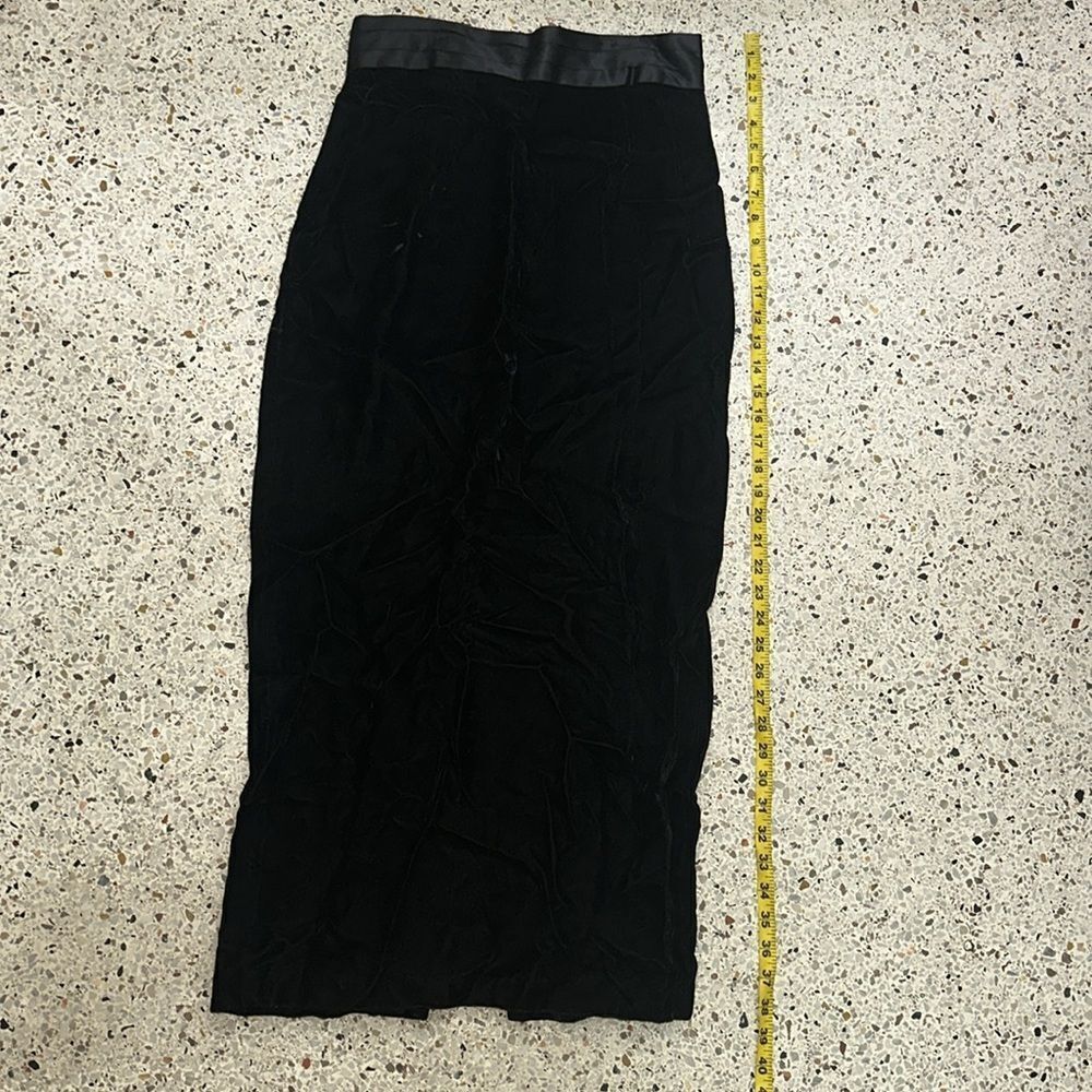 Scott McClintock black high waist velvet maxi skirt satin trim 6